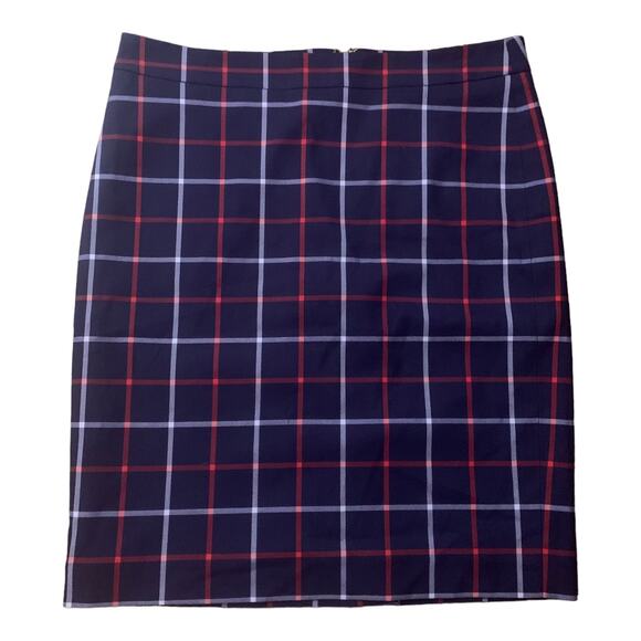 Tommy Hilfiger navy blue and red plaid pencil skirt size 8 NWT - Picture 1 of 10